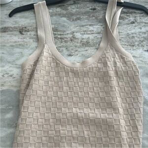 NWOT Abercrombie & Fitch tan/cream tank windowpane woven checkerboard pattern